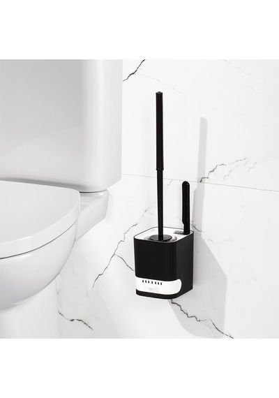 2038 Pratik Temizlik Tuvalet Fırçalığı Banyo Tuvalet Fırçası Wc Fırçası - Siyah Beyaz Diğer