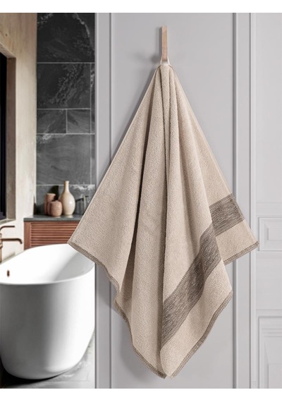 %100 Cotton Saç Havlusu Maura 70x140 Cm Bej
