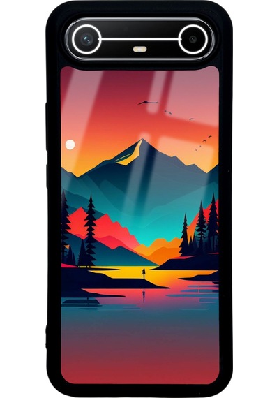 Tecno Spark Slim Günbatımı Tasarımlı Glossy Telefon Kılıfı Çok Renkli