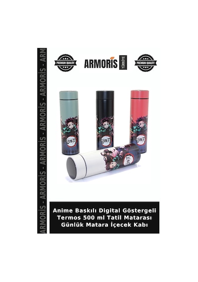 Anime Baskılı Digital Göstergeli Termos 500 Ml Tatil Matarası Günlük Matara İçecek Kabı Diğer