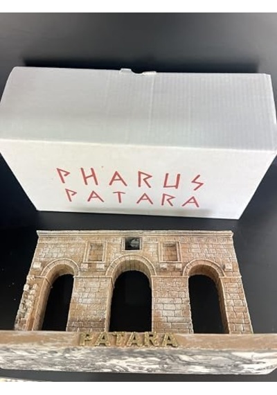 Patara Antik Kent El Yapımı Dekoratif Minyatür, Antik Taş Duvar Tasarımı, Yeşil Bitkili, Biblo Koleksiyon Parçası