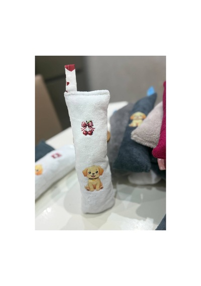 Kedi Köpek Oyuncağı Peluş Köpek Baskılı, Yumuşak Kumaşlı Hışırtılı Oyuncak Beyaz - 937533434