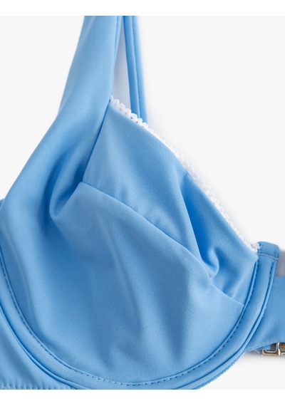 Koton Bikini Üstü Dantel Şeritli Balenli Mavi 4sak10174mm Mavi