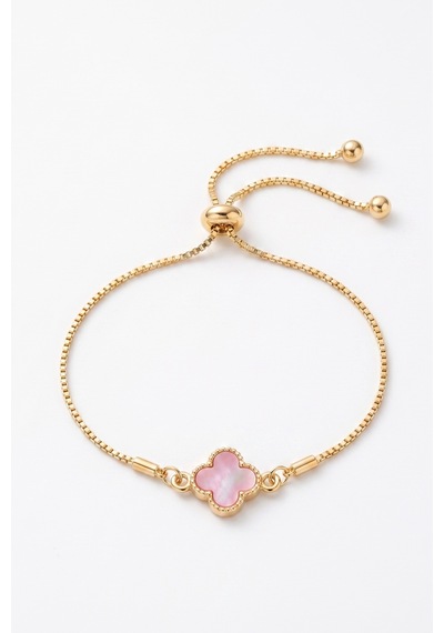 Gold Pembe Taşlı Asansör Bileklik Çok Renkli