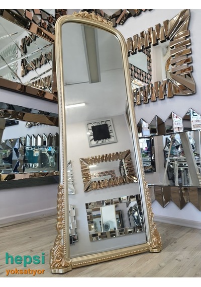 Matmazel Model Platin Altın Renk Varaklı Ayaklı Boy Aynası