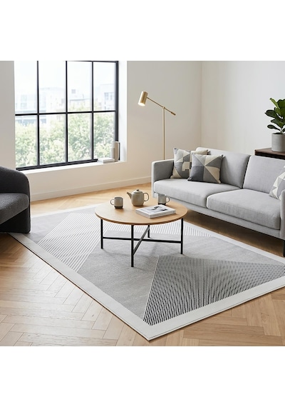Zarra Yumuşak Modern Krem Gri Halı Salon Mutfak Antre Yolluk Oturma Odası Çocuk Odası Halısı Z305a Z634