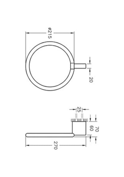 VitrA Diagon Halka Havluluk Krom A44434 Gümüş