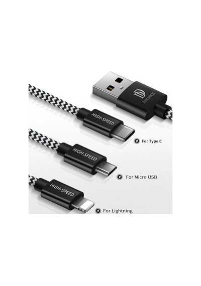 Dux Ducıs 3in1 Usb Type C-iPhone Uyumlu Ve Mikro Kopmaz Usb Kablo Hızlı Şarj- 5775