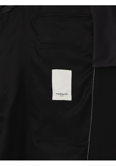 Cacharel Siyah Slim Fit Yün Karışımlı Yelekli Smokin Dmatlık
