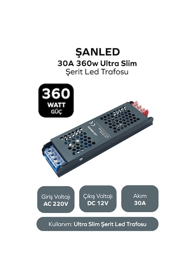 360w 30a Ultra Slim Şerit Led Trafosu 30 Amper