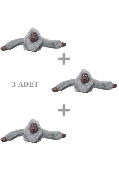 Anıl Bags Maymun Peluş Anahtarlık 3 Adet Gri