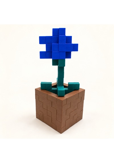 Piksel Gelincik Biblo - 3d Baskı, Minecraft Esintili Mavi