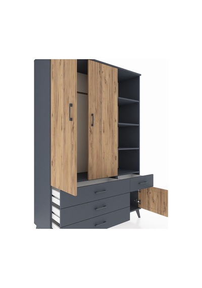 Hyperion Dolap 5 Raflı 4 Çekmeceli Tek Askılı 132x44x195 Antrasit-çam/antrasit Atlas Çam/antrasıt Hyperion Dolap 5 Raflı 4 Çekmeceli Tek Askılı 132x44x195 Antrasit-çam/antrasit Atlas Çam/antrasıt