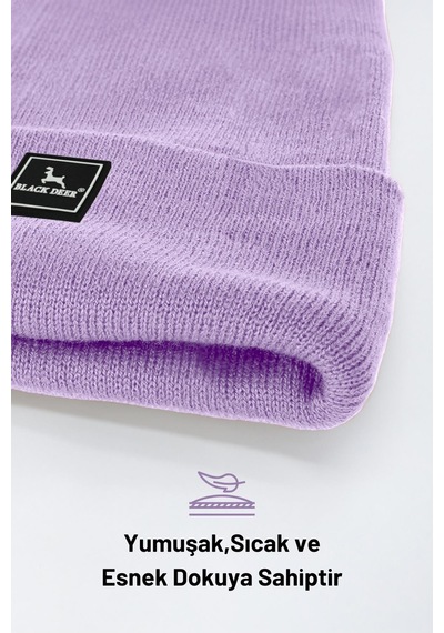 Unisex Kışlık Bere Şapka Düz Logolu Yumuşak Triko Basic Akrilik Beanie 001