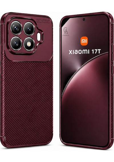 Xiaomi Mi 17t Uyumlu Kılıf Karbon Tasarım Kamera Korumalı Silikon Telefon Kılıfı Kapak Bordo