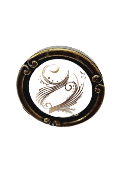 Porselen Düğme Kulp Metal Antiksarı Motifli / 5 Adet Antik