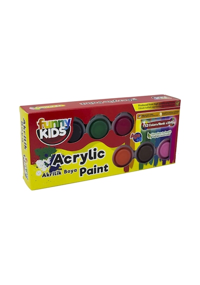 Funny Kids Akrilik Boya Seti 25 Ml.x 12 Renk Tüp FNNY-AKR-025-056