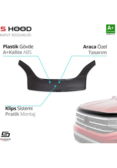 S-dizayn Peugeot Bipper Abs Plastik Kaput Rüzgarlığı 2008 Üzeri A+kalite