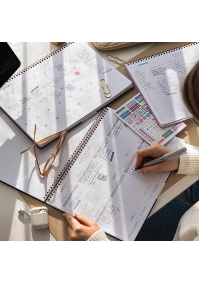 Süresiz Haftalık Spiralli Masaüstü Planlayıcı 24x34 Cm - Desk Planner Siyah Çok Renkli