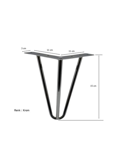 4 Adet Çubuk Ayak Metal 15 Cm Krom Mobilya Koltuk Ayağı Krom