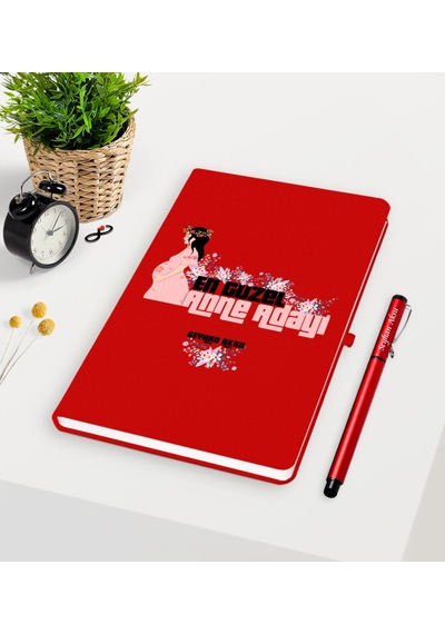 Kişiye Özel En Güzel Anne Adayı Kırmızı Defter Kalem Seti - 2 Kırmızı