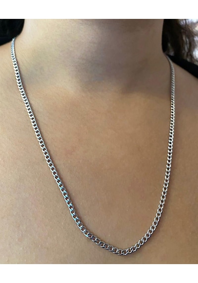 Erkek 3 Mm Düz İnce Çelik Silver Renk Zincir Kolye Silver