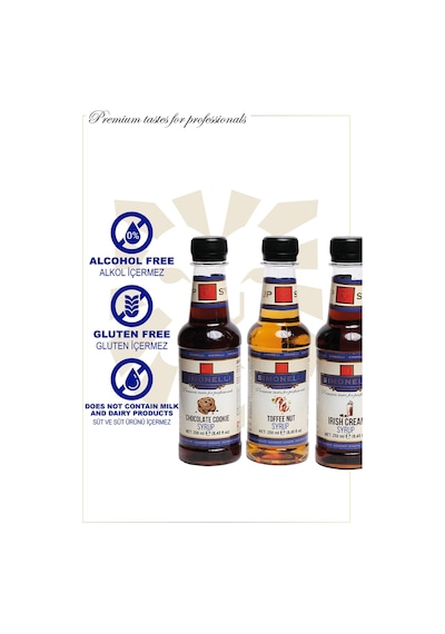 Aromalı Şurup Seti 3x250 Ml Chocolate Cookie, Toffee Nut, Irish Cream Diğer