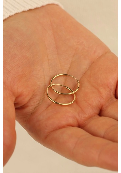 Çgk Çiğdem Gürel Kuyumculuk 14 Ayar 1.6 Cm Halka Altın Küpe Gold