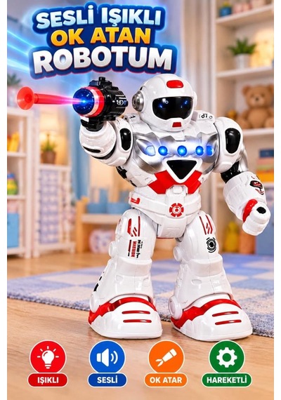 Işıklı Müzikli Yürüyen Projeksiyonlu Hareketli Kol Ve Bacaklı Sökülüp Takılabilir Robot Oyuncak