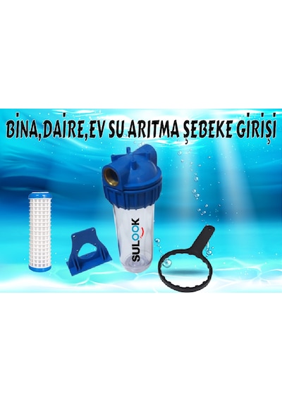 Daire Bina Şebeke Girişi Yıkanabilir Filtreli Su Arıtma Kabı