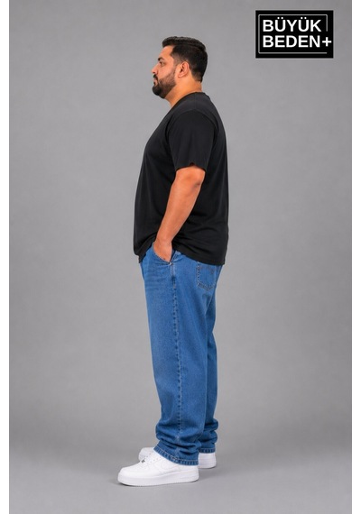 Superlife Süperlife Büyük Beden Erkek V Yaka Pamuklu Basic Tişört Lacivert 3xl-6xl Spr26bts509 Siyah