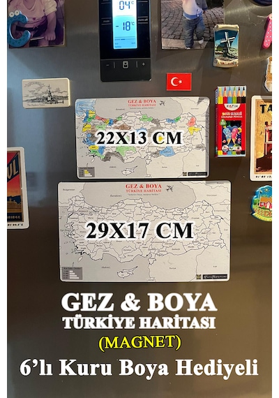 Gez Boya Türkiye Haritası Magnet Mıknatıslı 81 İl Seyahat Ve Boyama Haritası Standart