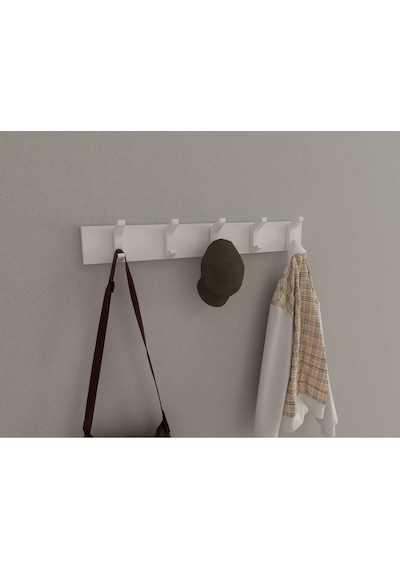 Hepsi3boyutlu Modern Duvar & Kapı Kanca Askılık - 5 Adet Beyaz Kanca Askılık - Model No : 2 Beyaz