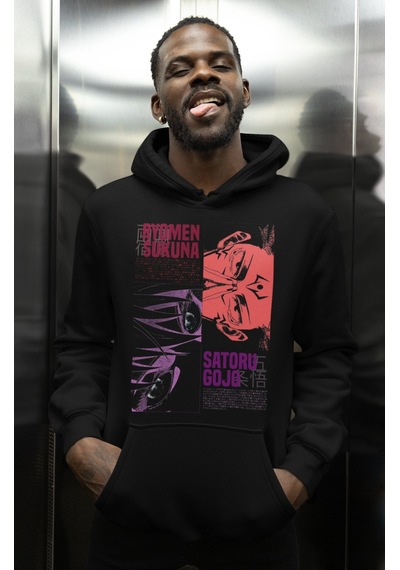 Sevbano Tasarım Ryomen Sukuna Satoru Gojo Baskılı Unisex Oversize Jujutsu Siyah Sevbano Tasarım Ryomen Sukuna Satoru Gojo Baskılı Unisex Oversize Jujutsu Siyah