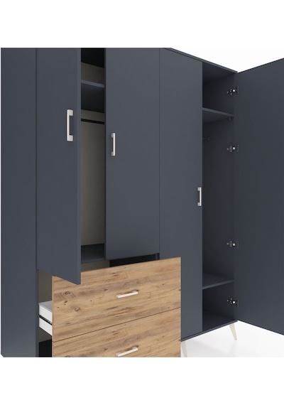 Kronos Gardrop 4 Raflı 2 Çekmeceli 2 Askılı 176x59x221 Antrasit-antrasit/çam Antrasit/çam Kronos Gardrop 4 Raflı 2 Çekmeceli 2 Askılı 176x59x221 Antrasit-antrasit/çam Antrasit/çam