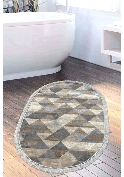 Eko Trend Djt Banyo Paspası Yıkanabilir Kaymaz Taban 661 Oval Iskandinav Bej