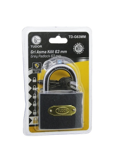 Tudor Td-g63mm Vakumlu 63mm Gri Kısa Kancalı Asma Kilit- 12'li Paket Diğer
