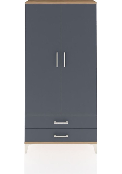 Arges Dolap Tek Raflı 2 Çekmeceli Tek Askılı 88x30x182 Çam-an... Çam