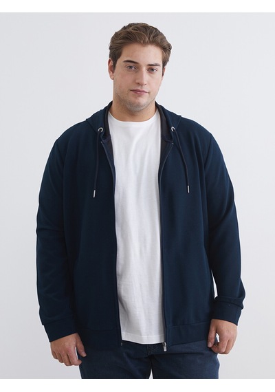 Lcwaıkıkı Classic Lacivert Standart Kalıp Kapüşonlu Erkek Fermuarlı Sweatshirt
