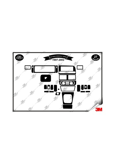 Fiat Tofaş Doğanslx -kartal 1997-2002 Torpido Konsol Trim Göğüs Maun Kaplama Set 27 Parça Siyah