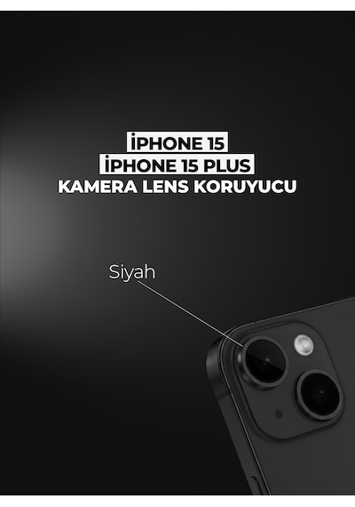 İphone 15/15plus Uyumlu Kamera Lens Koruyucu Siyah