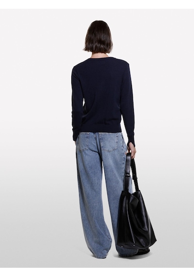 Sisley Kdn Kaşmir Karışımlı Regular Fit Kazak Kadın Lacivert Kazak - 324a102hm100f