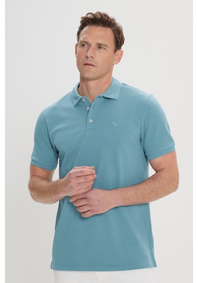 Ac&Co / Altınyıldız Classics  Erkek Petrol Slim Fit Dar Kesim Polo Yaka %100 Pamuk Kısa Kollu Tişört Petrol