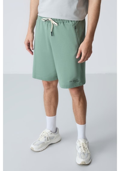Air Jones Tommy Life Açık Yeşil Pamuklu Kalın Yumuşak Dokulu Standart Fit Basic Erkek Şort - 81276 A. Haki