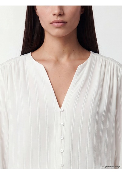 Lcw Vision Beyaz Kaçık Yaka Çizgili Oversize Armürlü Bluz Lcw Vision Beyaz Kaçık Yaka Çizgili Oversize Armürlü Bluz