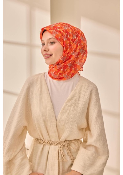 Silk Home Soft Eşarp 73092-13 Turuncu, Kiremit, Kırmızı, Vizon