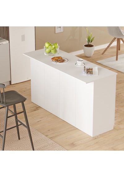 Robin Home Liva Mutfak Adası Ada Mutfak Yemek Masası 160cm Beyaz