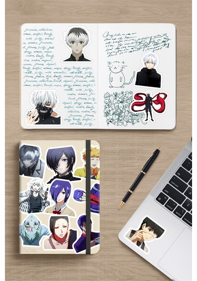 Tokyo Ghoul Anime Telefon Laptop Bullet Journal Yapışkanlı Folyo Sticker Paketi 25 Adet Çok Renkli