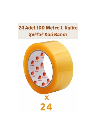 24 Adet 100 Metre Hotmelt Koli Bandı 1. Kalite Şeffaf Renkli, Güçlü Yapışkan, Kağıda Yapışır 24 Adet