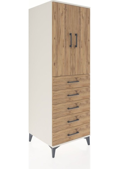 Kronos Dolap 2 Raflı 5 Çekmeceli 2 Kapaklı 60x59x182 Aytaşı-çam Aytaşı